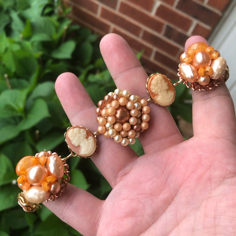 Hand Crafted Orange and Gold Cameo Bracelet by @mydivamah